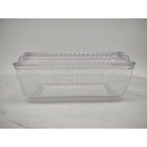 Vintage Pasabahce Ribbed Clear Glass Refrigerator Dish Butter Dish 4” X 6.5 Inch